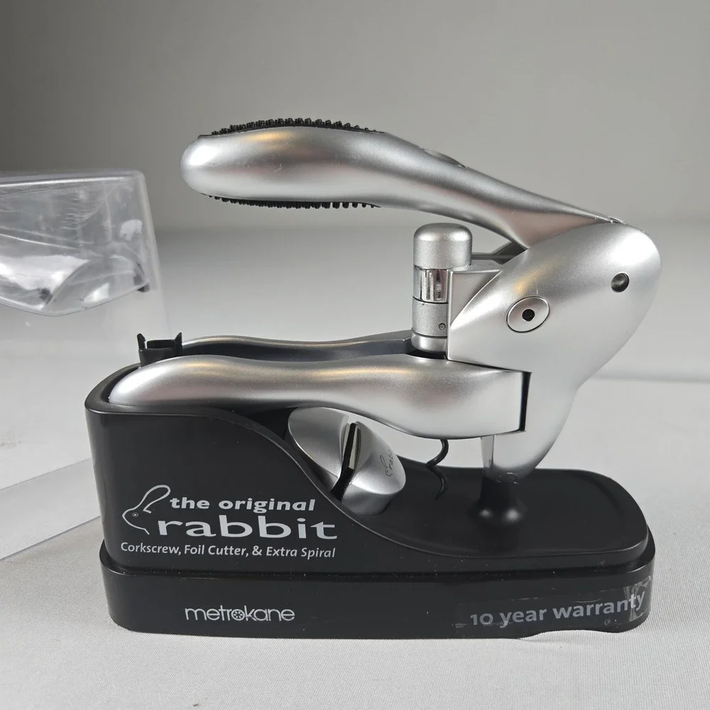 Metrokane Original Rabbit Lever Corkscrew‎ Wine Opener Set Foil Cutter Silver